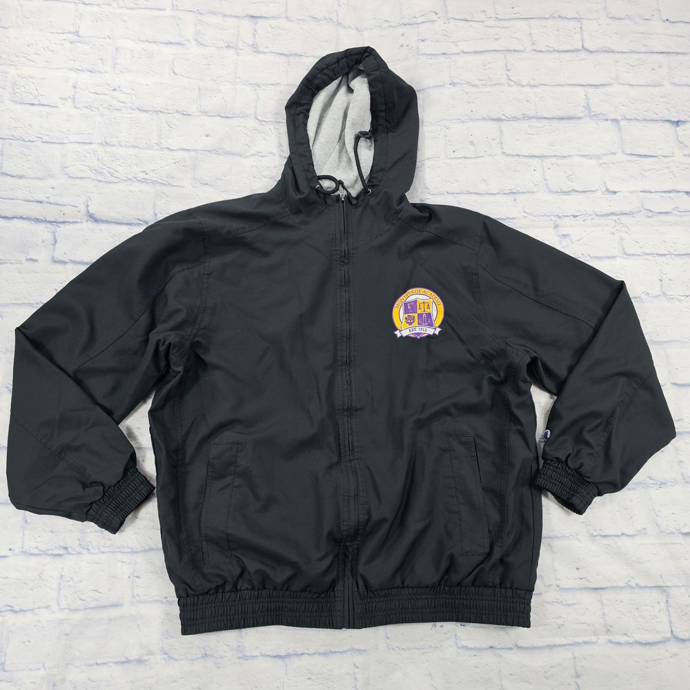 Montverde Academy Champion Windbreaker Jacket MENS M Black Hooded Zip Lined